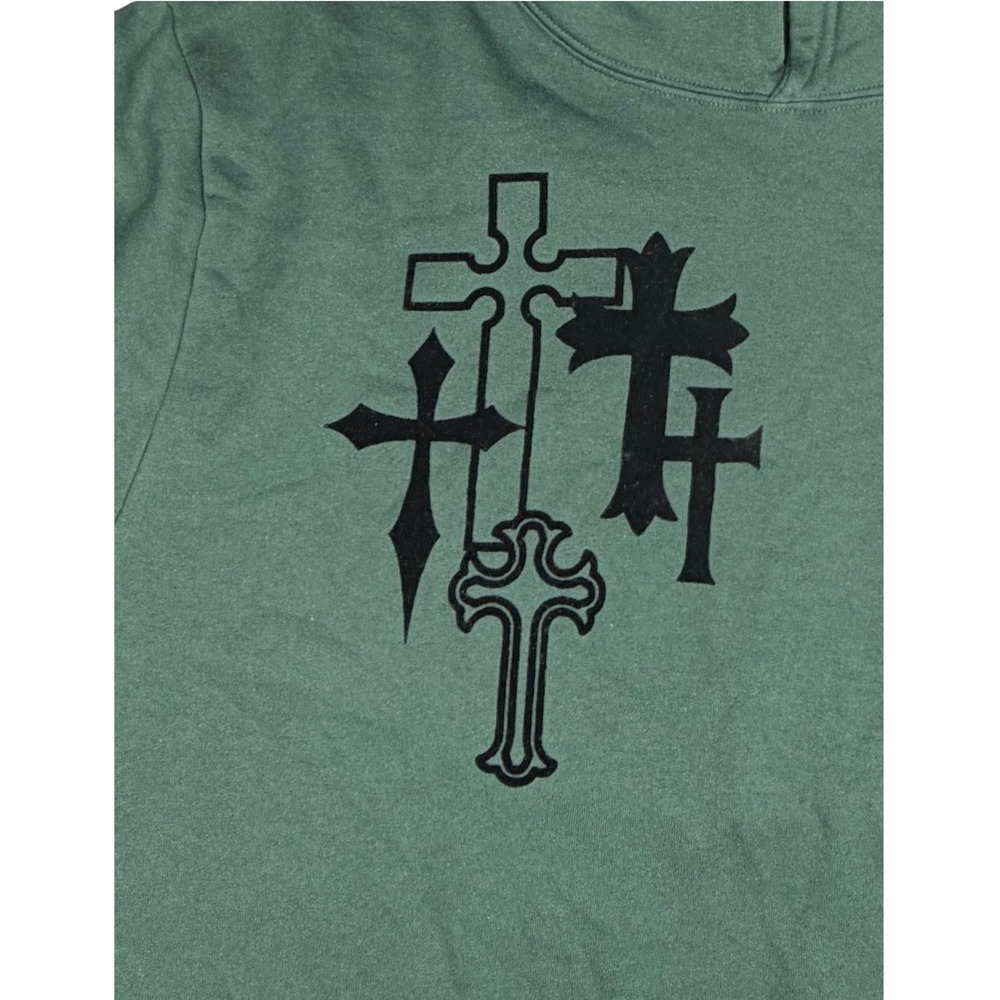 Rocawear Men's 2XL Green Gothic Cross Graphic Pullover Hoodie Hip Hop Streetwear - Picture 11 of 12